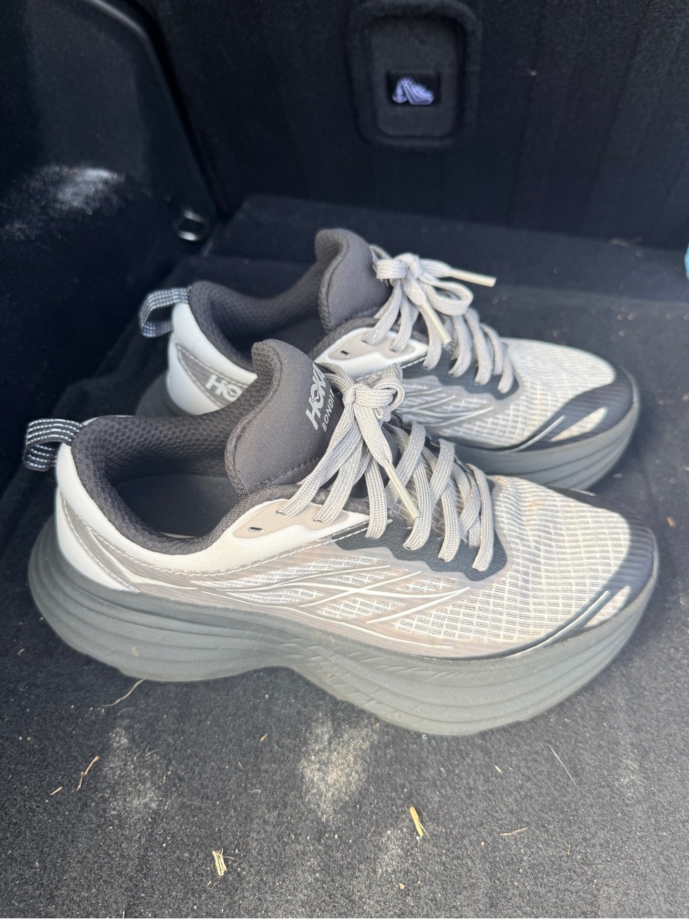 HOKA bondi 9 Women's Gray Athletic Running Shoes - Lightweight Support-7